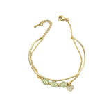 Hetian Jade Bracelets Love Heart Zircon Double Layer Birthday Gift