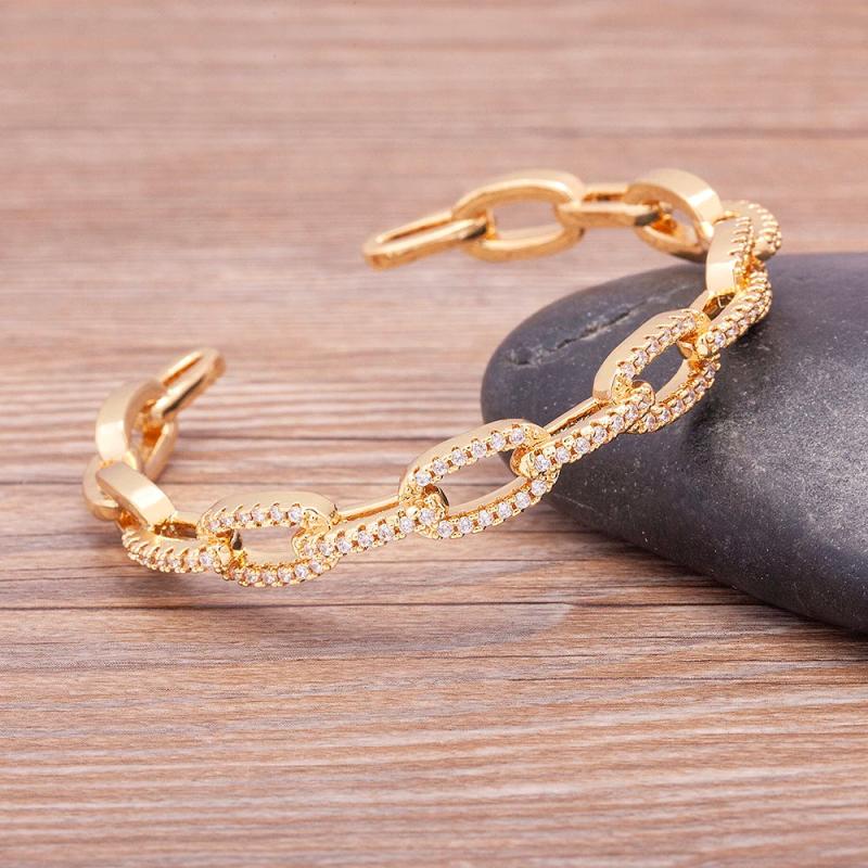 Zircon Geometric Crystal Open Bracelet Women Jewelry Party Gift