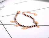 Bohemia Leaves Charm Bracelet Stainless Steel Crystal Chain BB21119