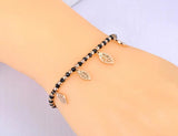 Bohemia Leaves Charm Bracelet Stainless Steel Crystal Chain BB21119