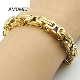 Men's Byzantine Chain Link Bracelet Stainless Steel 8mm Width
