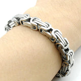 Men's Byzantine Chain Link Bracelet Stainless Steel 8mm Width