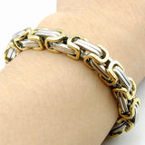 Men's Byzantine Chain Link Bracelet Stainless Steel 8mm Width