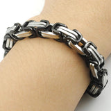 Men's Byzantine Chain Link Bracelet Stainless Steel 8mm Width