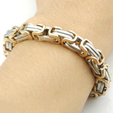 Men's Byzantine Chain Link Bracelet Stainless Steel 8mm Width
