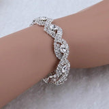 Szelam Silver Plated Bracelet Rhinestone Bangle Chain Bracel