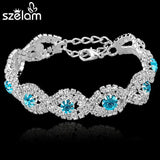 Szelam Silver Plated Bracelet Rhinestone Bangle Chain Bracel