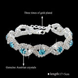 Szelam Silver Plated Bracelet Rhinestone Bangle Chain Bracel