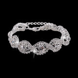 Szelam Silver Plated Bracelet Rhinestone Bangle Chain Bracel