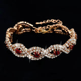 Szelam Silver Plated Bracelet Rhinestone Bangle Chain Bracel