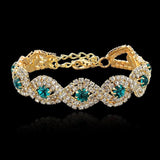Szelam Silver Plated Bracelet Rhinestone Bangle Chain Bracel