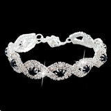 Szelam Silver Plated Bracelet Rhinestone Bangle Chain Bracel