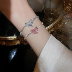 Zircon Love Heart Adjustable Bracelet for Women Full Rhinestone Jewelry
