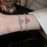 Zircon Love Heart Adjustable Bracelet for Women Full Rhinestone Jewelry