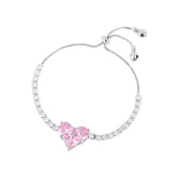 Zircon Love Heart Adjustable Bracelet for Women Full Rhinestone Jewelry
