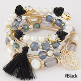 Bohemian Crystal Multi-layer Leaves Bracelet Tassel Multi-layer Bracelet