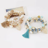 Bohemian Crystal Multi-layer Leaves Bracelet Tassel Multi-layer Bracelet