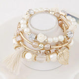 Bohemian Crystal Multi-layer Leaves Bracelet Tassel Multi-layer Bracelet