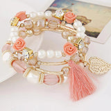 Bohemian Crystal Multi-layer Leaves Bracelet Tassel Multi-layer Bracelet