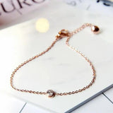 Rose Zircon Crystal Bracelet Charms 316L Stainless Steel Jewelry Woman Chain