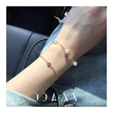 Rose Zircon Crystal Bracelet Charms 316L Stainless Steel Jewelry Woman Chain