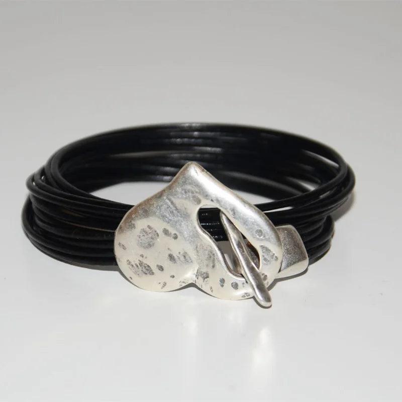 Bohemian Heart-shaped Leather Bracelet Vintage Couple Vacation Jewelry