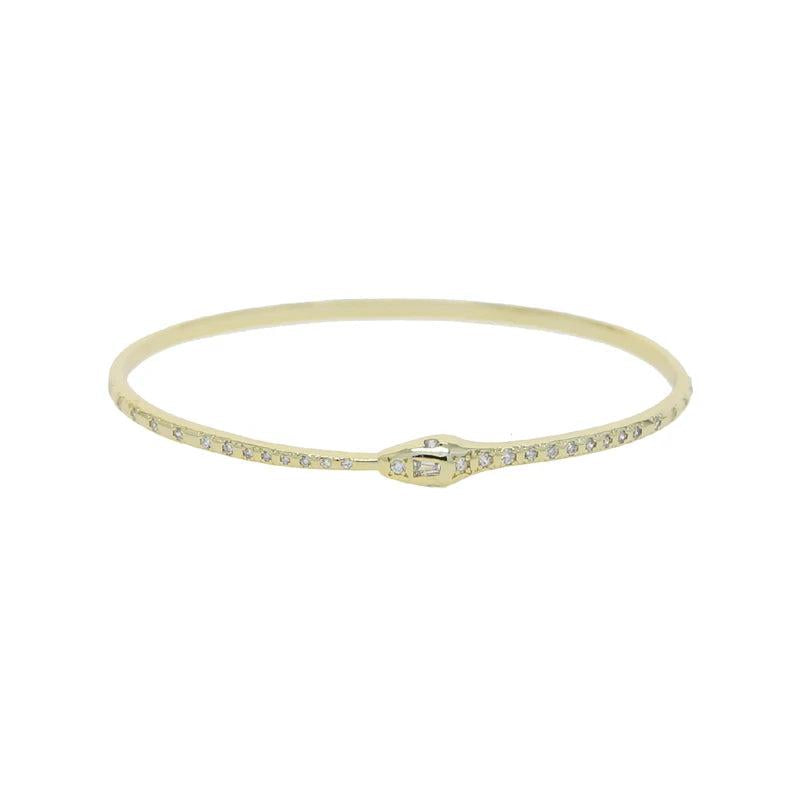 Clear Cz Snake Shaped Bracelet Silver Thin Band 60mm