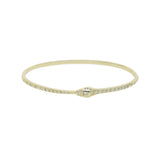 Clear Cz Snake Shaped Bracelet Silver Thin Band 60mm