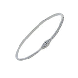 Clear Cz Snake Shaped Bracelet Silver Thin Band 60mm