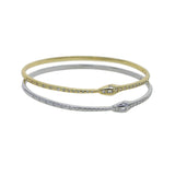 Clear Cz Snake Shaped Bracelet Silver Thin Band 60mm