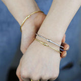Clear Cz Snake Shaped Bracelet Silver Thin Band 60mm
