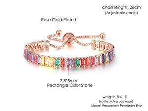 Adjustable Multicolor Tennis Bracelet - Rainbow Zircon Charm Hand Chain