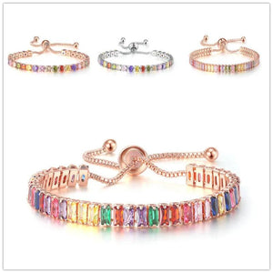 Adjustable Multicolor Tennis Bracelet - Rainbow Zircon Charm Hand Chain