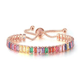 Adjustable Multicolor Tennis Bracelet - Rainbow Zircon Charm Hand Chain