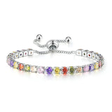 Adjustable Multicolor Tennis Bracelet - Rainbow Zircon Charm Hand Chain
