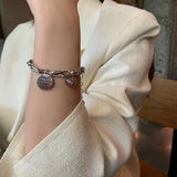 Women's Silver Bracelet with English Tag - Charming Anniversary Jewelry