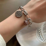 Women's Silver Bracelet with English Tag - Charming Anniversary Jewelry