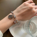 Women's Silver Bracelet with English Tag - Charming Anniversary Jewelry