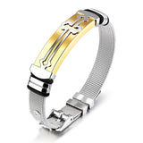 Men's Adjustable Cross Steel Mesh Chain Bracelet