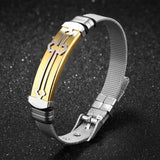 Men's Adjustable Cross Steel Mesh Chain Bracelet