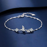 925 Silver Flying Bird Crystal Bracelet for Women Girl