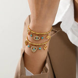 Vintage Zircon Shell Evil Eye Bracelet for Women