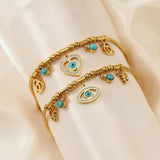 Vintage Zircon Shell Evil Eye Bracelet for Women
