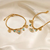 Vintage Zircon Shell Evil Eye Bracelet for Women