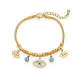 Vintage Zircon Shell Evil Eye Bracelet for Women