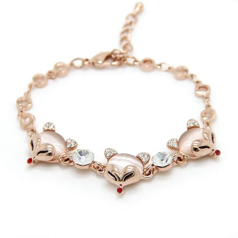 Zircon Rose Animal Chain Fox Bracelets For Women