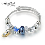 Silver Elephant Beads Charms Bracelet Crystal Ball Bangle