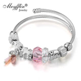 Silver Elephant Beads Charms Bracelet Crystal Ball Bangle