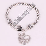 Rhodium Plated Chihuahua Dog Bracelet Charm Link Chain Jewelry