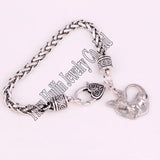 Rhodium Plated Chihuahua Dog Bracelet Charm Link Chain Jewelry